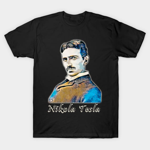 Nikola Tesla Art Design T-Shirt by Pikmi